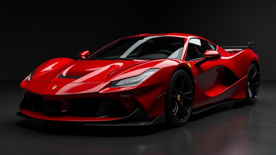 Front-angle view of the 'Aether' Ferrari SF90 with a gloss carbon fiber aero kit