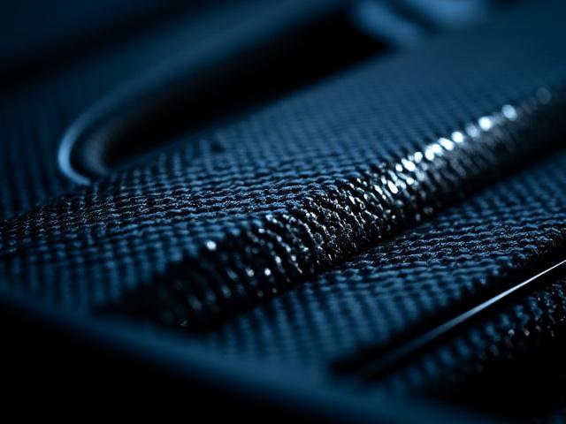 Close-up detail of a McLaren's intricately woven carbon fiber engine bay or interior elements.